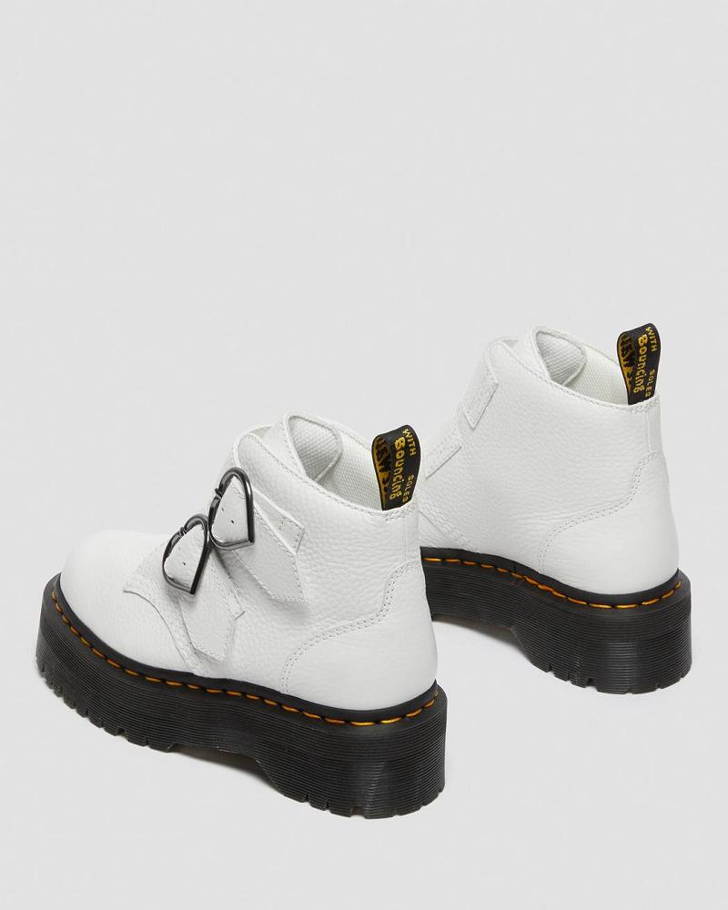 Dr Martens Devon Heart Leren Platform Laarzen Dames Wit | NL 543HAP